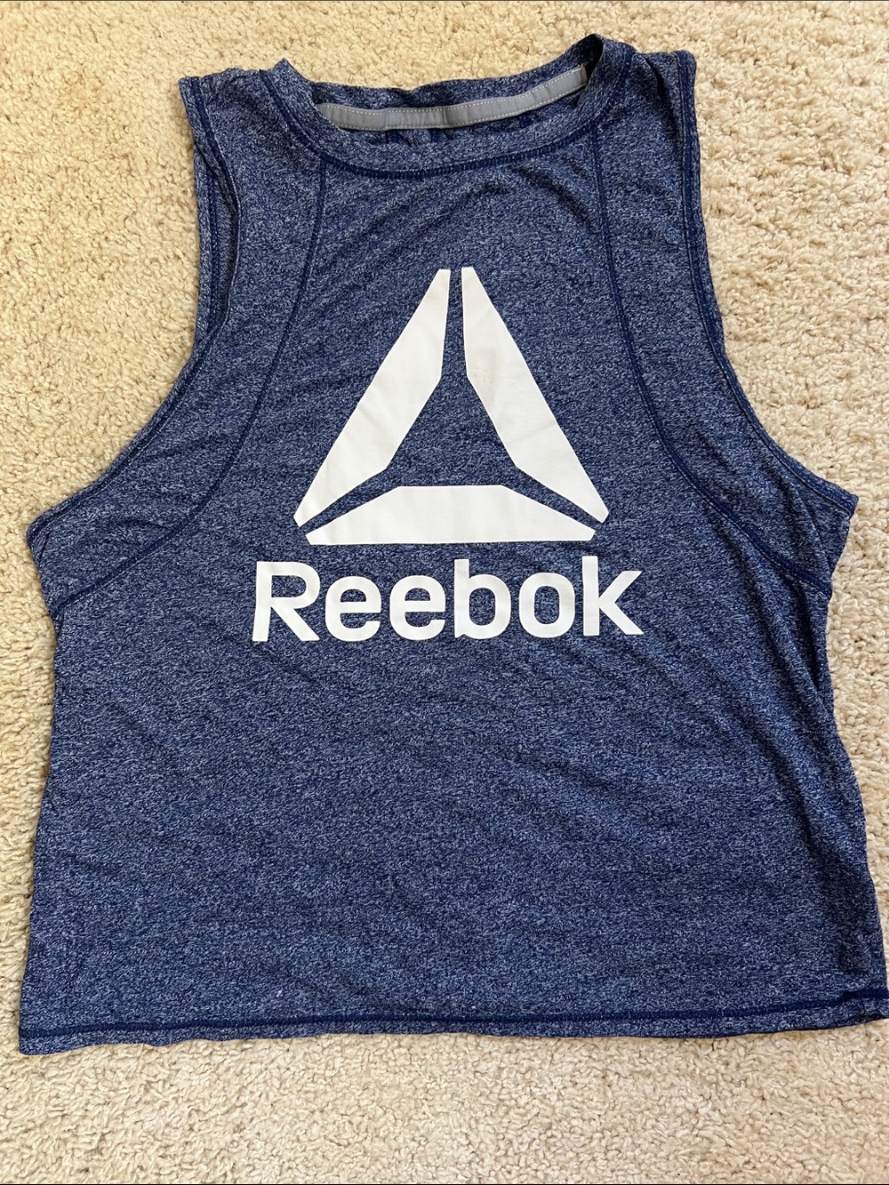 Reebok Dark Blue Performance Muscle Tank with White Logo XS